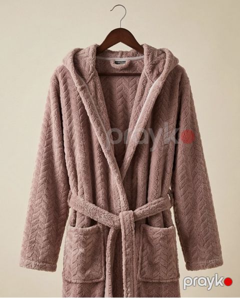 Kapşonlu hamam xalatı, çəhrayi, mikrofiber, ölçü 2XL — Bakı