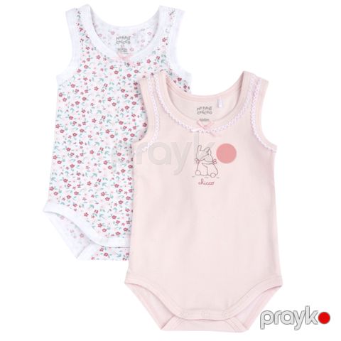 Qızlar üçün 2 ədədli bodi dəsti Chicco 9101764000000-11, rəngbərəng, pambıq/elastan, ölçü 6 ay — Bakı