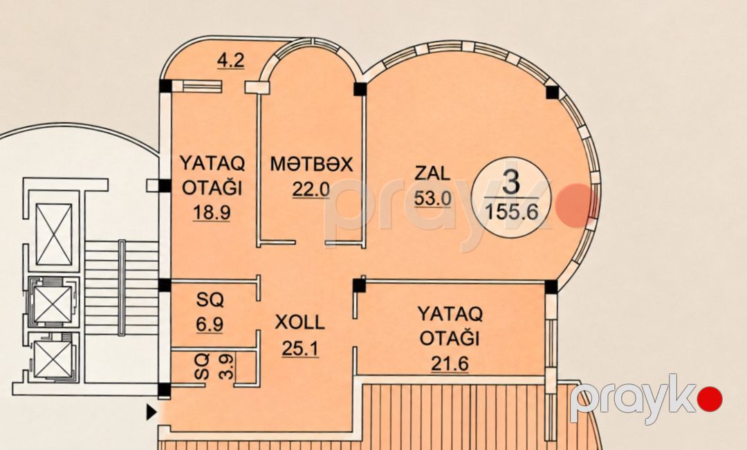 Satılır 3 otaqlı yeni tikili 156 m² — Mənzil, Bakı (2)