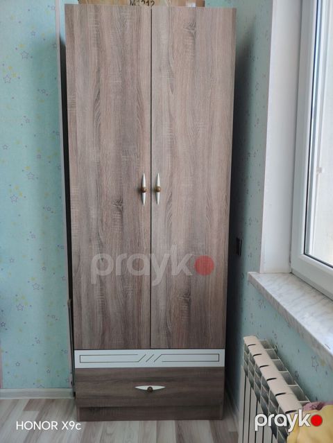 İki qapılı şkaf - Material: laminat/LDSP, ağac teksturalı qəhvəyi — Masazır