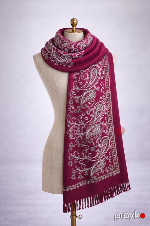 Qadınlar üçün şərf AC908, qırmızı, kəşmir, 60x180 sm — Bakı