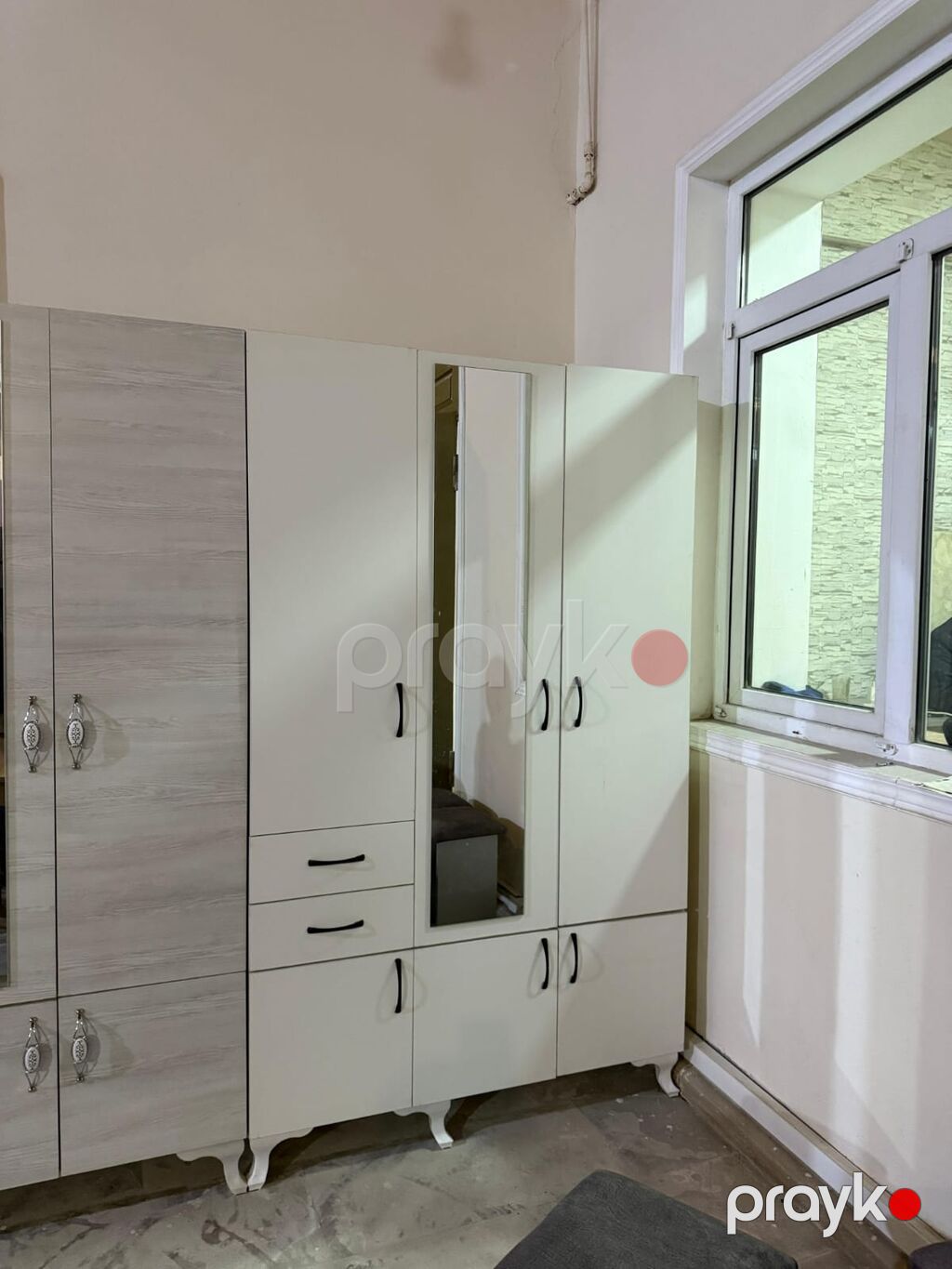 Garderob şkafı – 3 qapılı, güzgülü model - Dizayn: Klassik stil, ön — Şkaflar, Bakı (4)