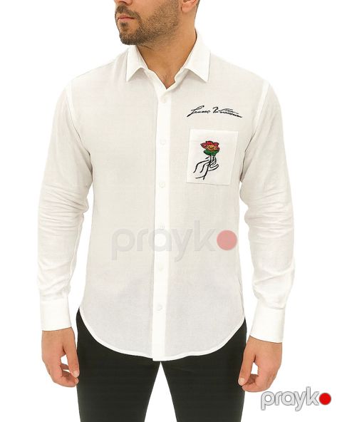 Kişilər üçün uzunqol köynək 0406, ağ, kətan, ölçü 3XL — Bakı