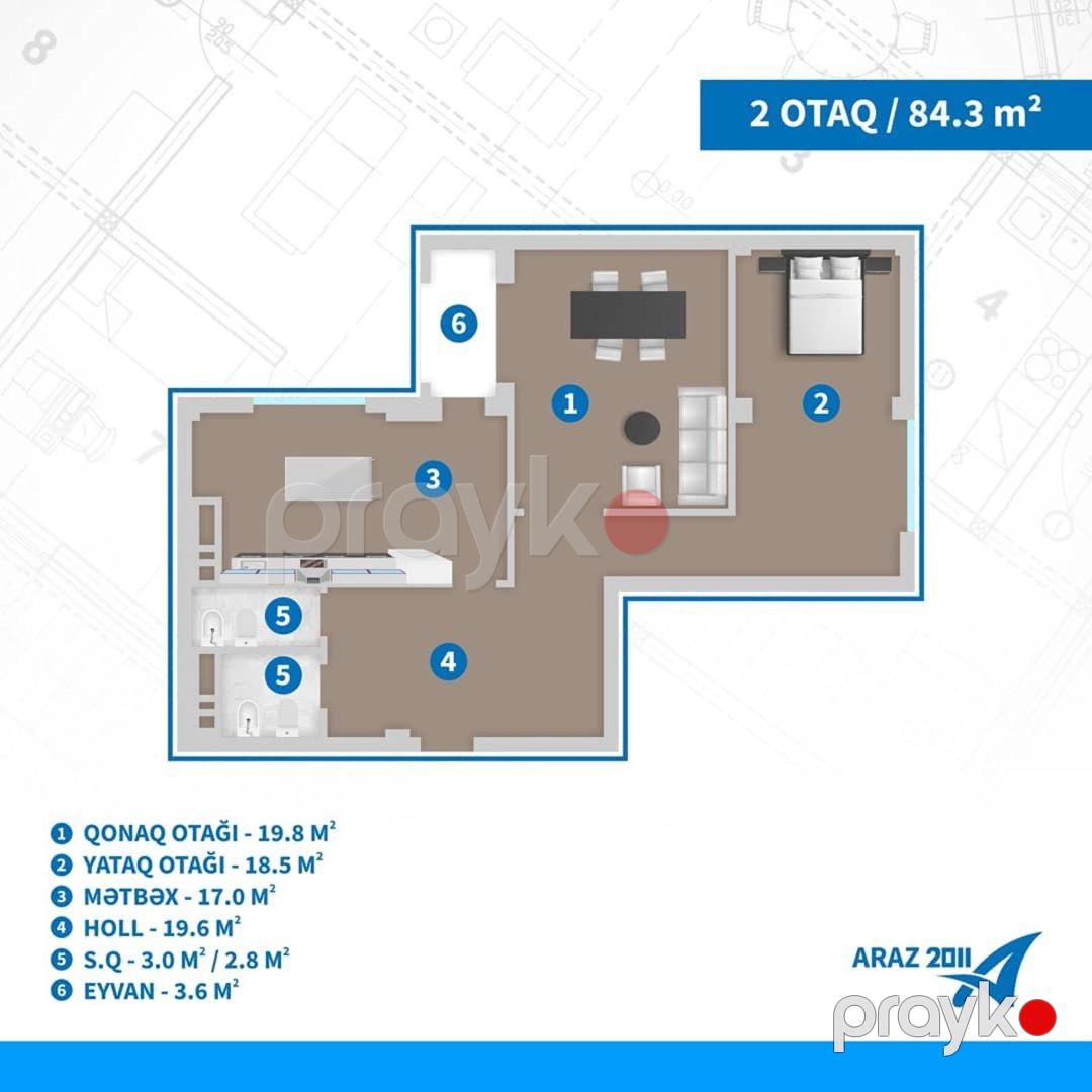 Satılır 2 otaqlı yeni tikili 85 m² — Mənzil, Bakı (11)