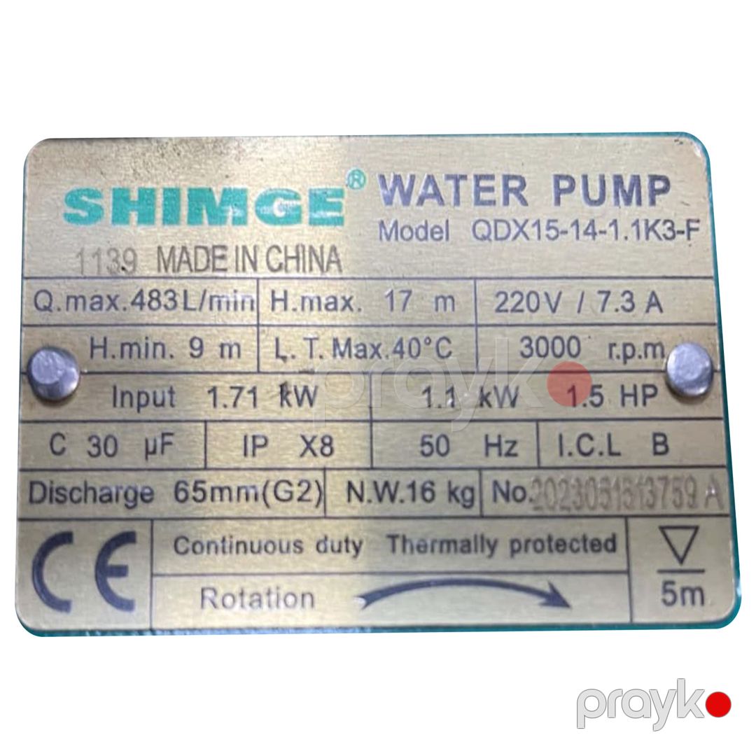 Drenaj nasosu Shimge QDX15-14-1.1K3-F 1139 — Mallar, Bakı (2)