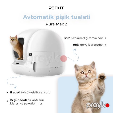 Pişiklər üçün avtomatik tualet-lotok Petkit Pura Max 2 — Bakı