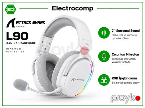 Attack Shark L90 whıte — gamıng headset — Bakı
