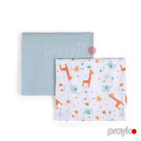 Örtük dəsti Funna baby Giraffe Blue, 90x90 sm, 2 əd — Bakı