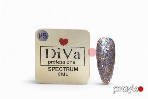 Dırnaqların üçün gel Diva Spectrum Glitter Gel 5 Açıq bənövşəyi, 8 ml — Bakı