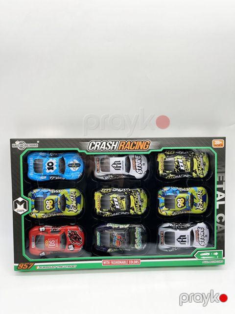 Maşın dəsti Crash Racing, metal, rəngbərəng, 3+ yaş, 9 əd — Bakı