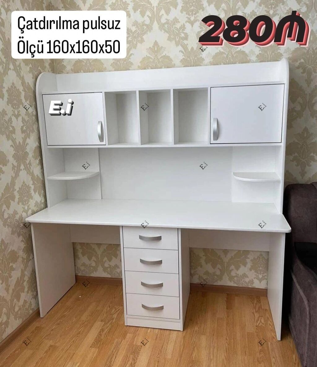 İş masası üst dolablı model - Funksional dizayn: üst hissədə qapalı — Kompüter masaları və kresloları, Bakı (7)