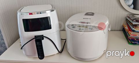 Mətbəx üçün 2 cihaz bir yerdə: 1) Hava fritözü (air fryer) – ağ rəng — Bakı