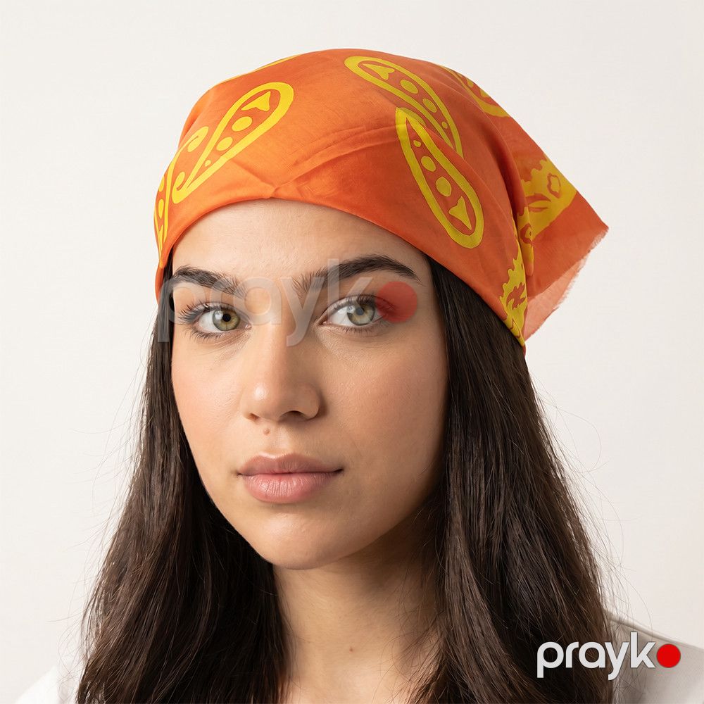 Kəlağayı Süsən S2083, ipək, narıncı, 75x75 sm — Mallar, Bakı (2)