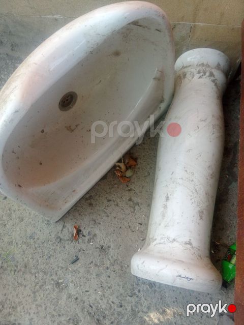 Pilləli dayaqla birgə keramik lavaboo dəsti - Material: keyfiyyətli — Samux