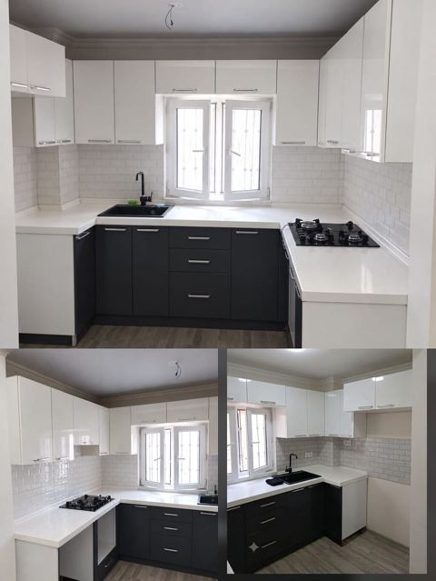 Akril mətbəx mebeli üstü mərmər üzerinde keramika qaz keramika bahalı — Кухонная мебель