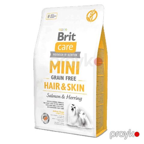 Quru yem Brit Care Mini Grain Free Hair & Skin, xırda cinsli yetkin itlər üçün, qızılbalıq ilə, 2 kq — Bakı