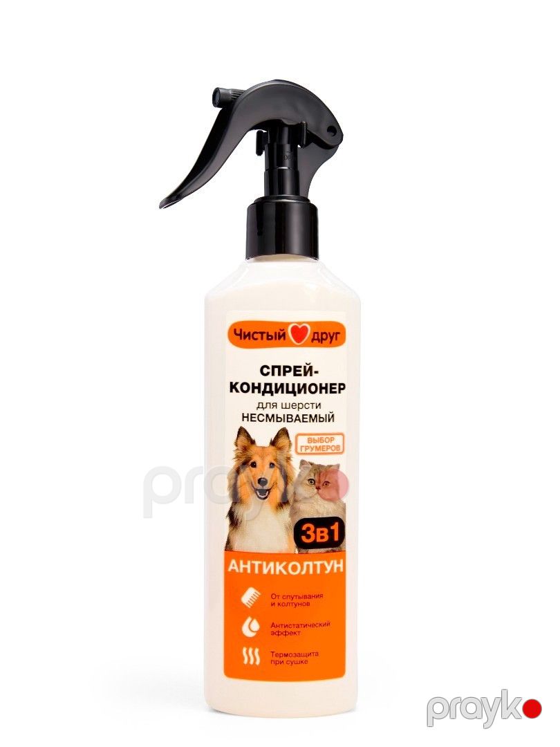Pişiklər və itlər üçün sprey-kondisioner Floresan Cosmetic Чистый друг 3 в 1 Антиколтун F804 300 ml — Mallar, Bakı