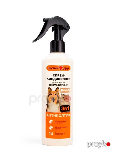 Pişiklər və itlər üçün sprey-kondisioner Floresan Cosmetic Чистый друг 3 в 1 Антиколтун F804 300 ml — Bakı