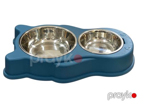 İtlər və pişiklər üçün ikili yem qabı K-522-8-14, metal/plastik, məhsul çeşiddə — Bakı