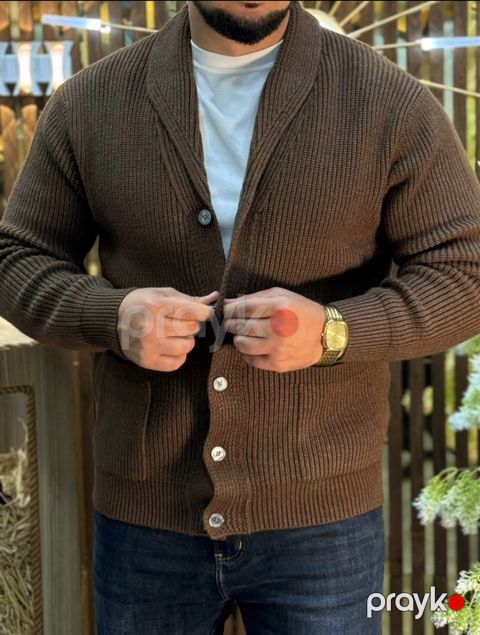 Kişi sviteri No brand, Qəhvəyi, Trikotaj, 2XL — Bakı