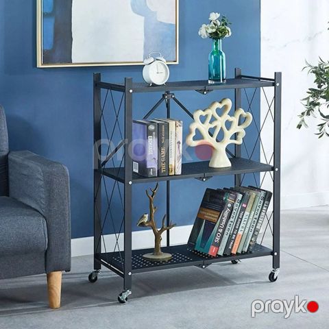 Universal stellaj HomeStore_CPS5R, açılıb-bağlanan, metal, 3 mərtəbəli, 71x87 sm, qara — Bakı
