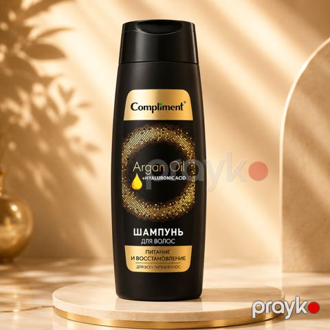 Şaçlar üçün şampun Compliment Argan Oil + Hyaluronic Acid, qidalandırıcı və bərpaedici, 400 ml — Bakı