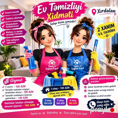 Ev Təmizliyi Xidməti – Xırdalan Səliqə bizim işimizdir Gördüyümüz — Bakı