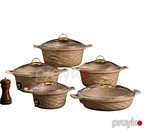 Yemək hazırlanması üçün qab-qacaq dəsti 82279307, qranit, bej, 10 parça — Bakı