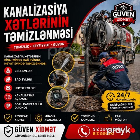 Kanalizasiya sistemlərinin yuyulması, təmizləməsi — Bakı
