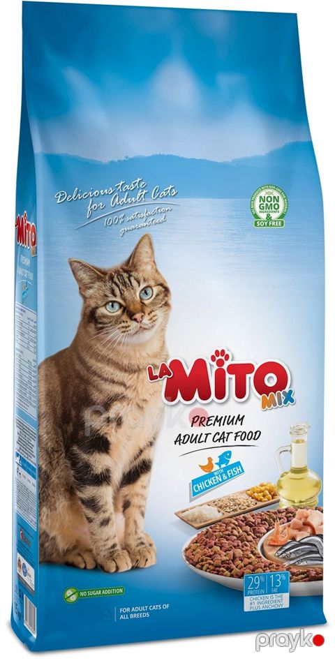 Quru yem Mito Adult, yetkin pişiklər üçün, toyuq əti və balıq ilə, 1 kq — Bakı