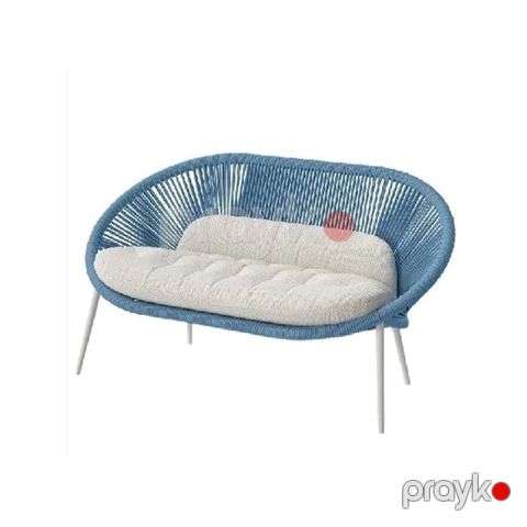 Bağ divanı Artie Nancy A079B, 2 nəfərlik, metal çərçivə, blue rope dizaynı, 140x78x80 sm, charcoal — Bakı