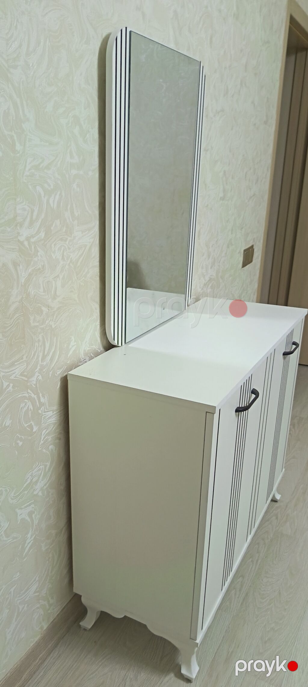 Yeni, 4 qapılı, Güzgülü, Ağ, Açılan, Düz dolab — Xol üçün, Bakı (2)