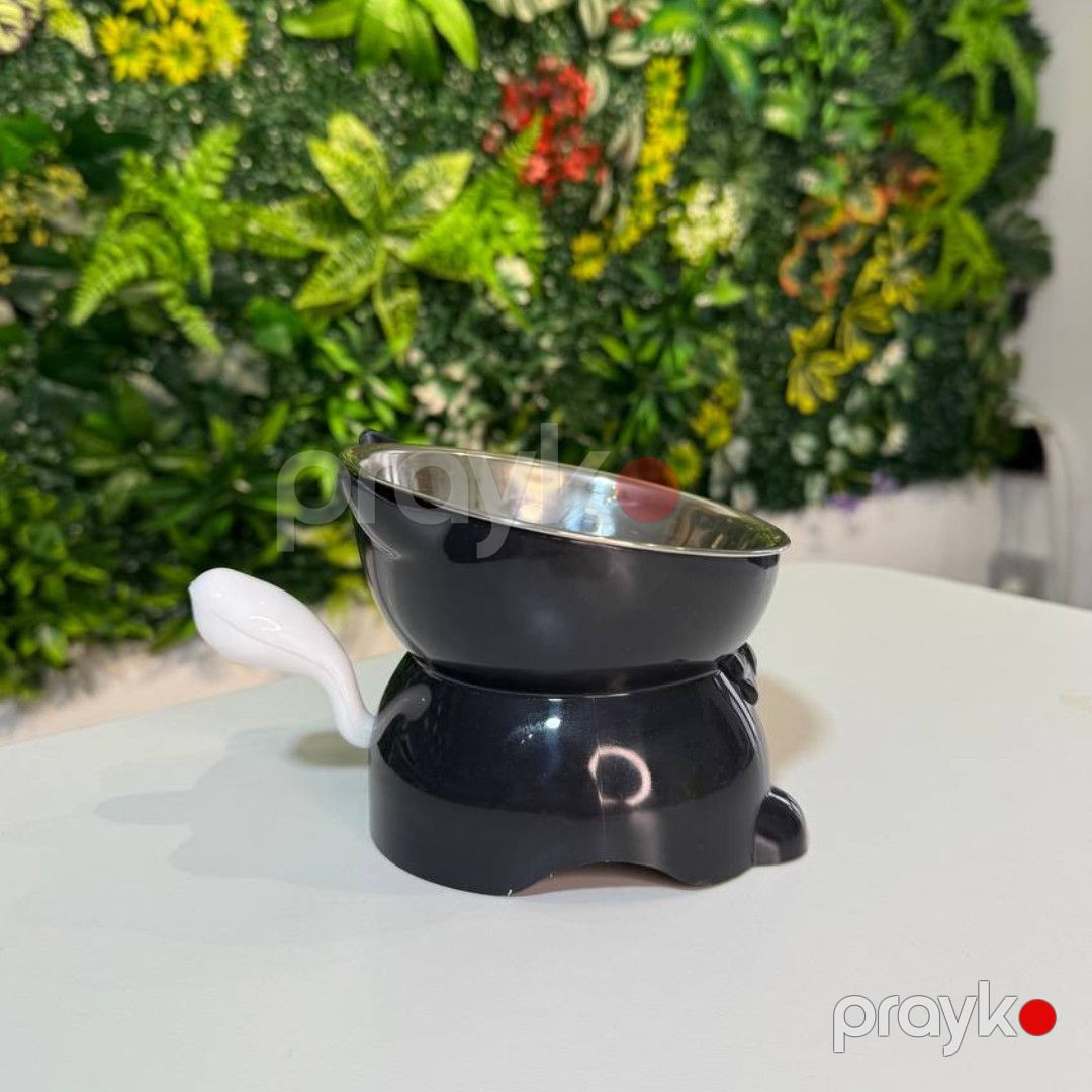 Su və yem qabı M07 pişiklər üçün, plastik/polad, qara — Mallar, Bakı (2)