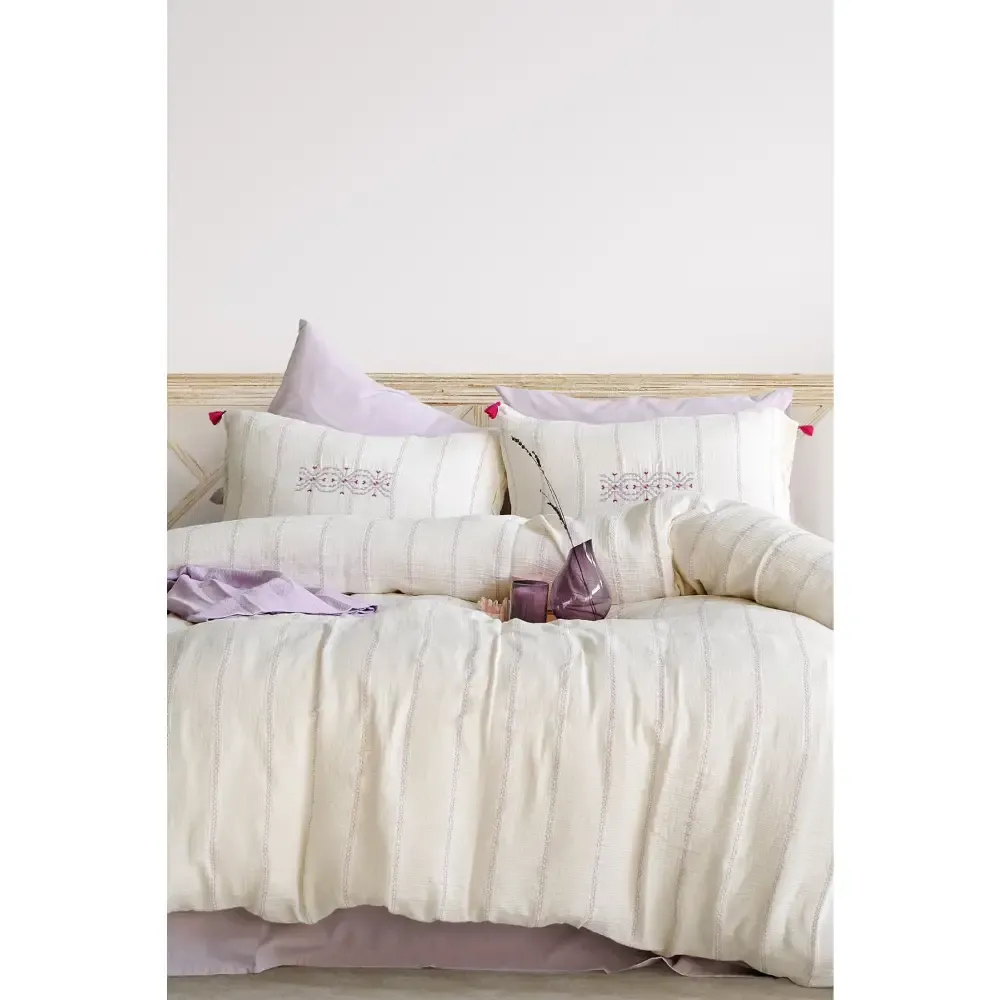 Yataq dəsti İyiGecələr Perge Embroidered Lilac, iki nəfərlik (8681234942681) — Bakı