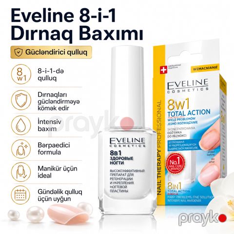 Dırnaq və kutikul üçün müalicəvi vasitə Eveline Cosmetics nail therapy professional 8-i 1-də, 12 ml — Bakı