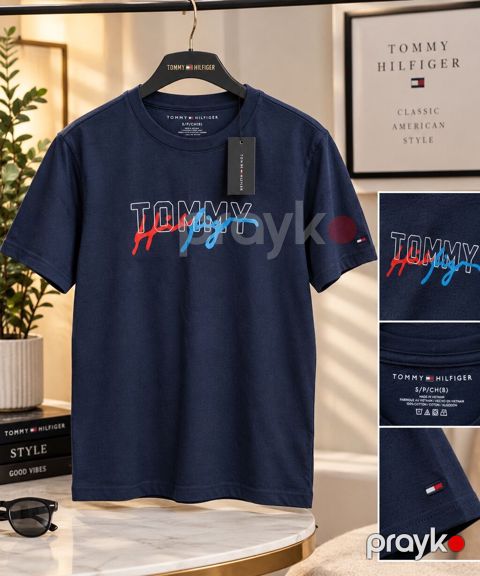 Tommy Hilfiger uşaq T‑şörtü, 7-8yaş - Rəng: tünd göy (navy) - Ön — Bakı