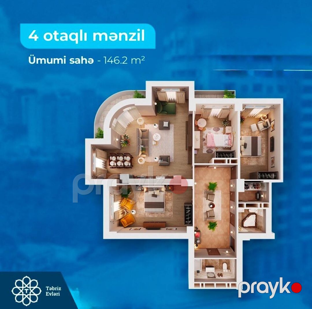 İcarəyə verilir 4 otaqlı yeni tikili 150 m² — Mənzil, Bakı (2)