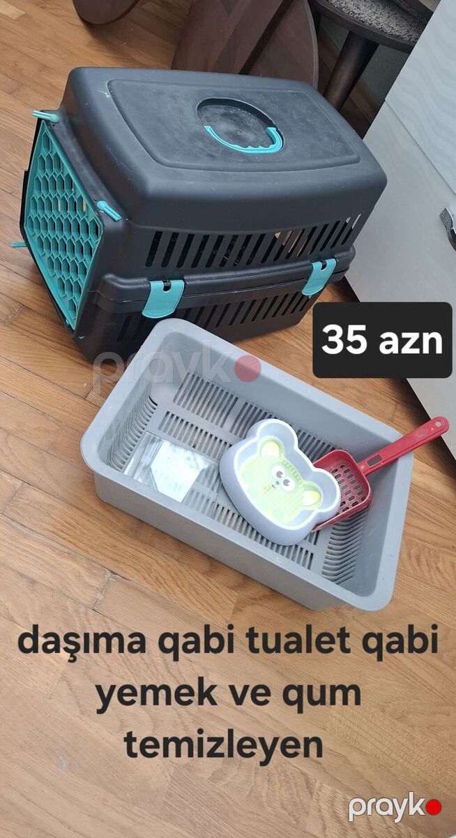 Daşıma qabı, tualet qabı, yemək qabı, qum təmizləyən kürək — Heyvan malları, Bakı (3)