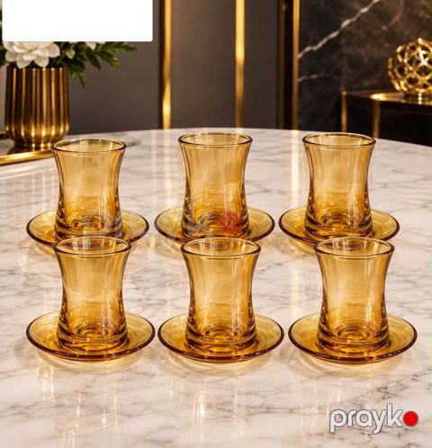 Armudu stəkan dəsti 2754831, qızılı, şüşə, 250 ml, 6 nəfərlik, 12 əşya — Bakı