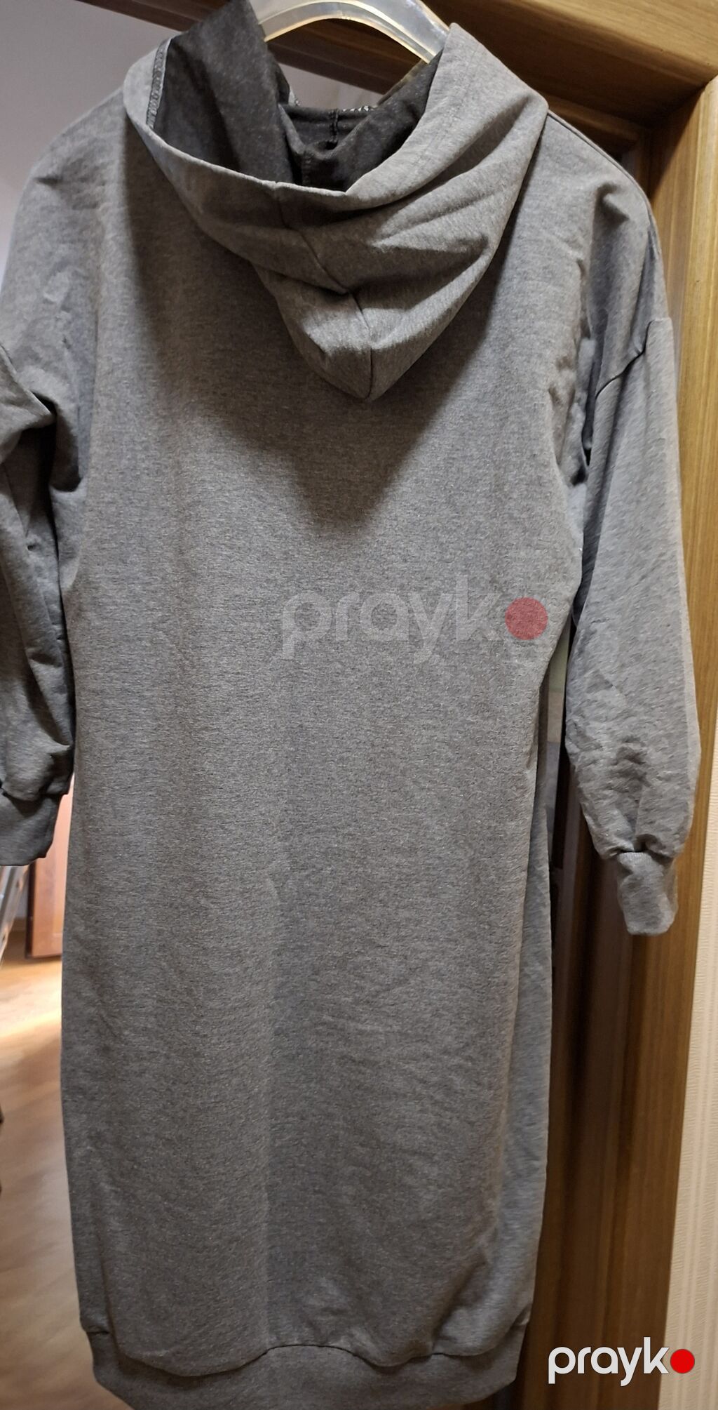Boz rəngli uzun kapüşonlu svitşört/hoodie - Stil: Oversize kəsim — Hodie və sviter, Bakı (2)