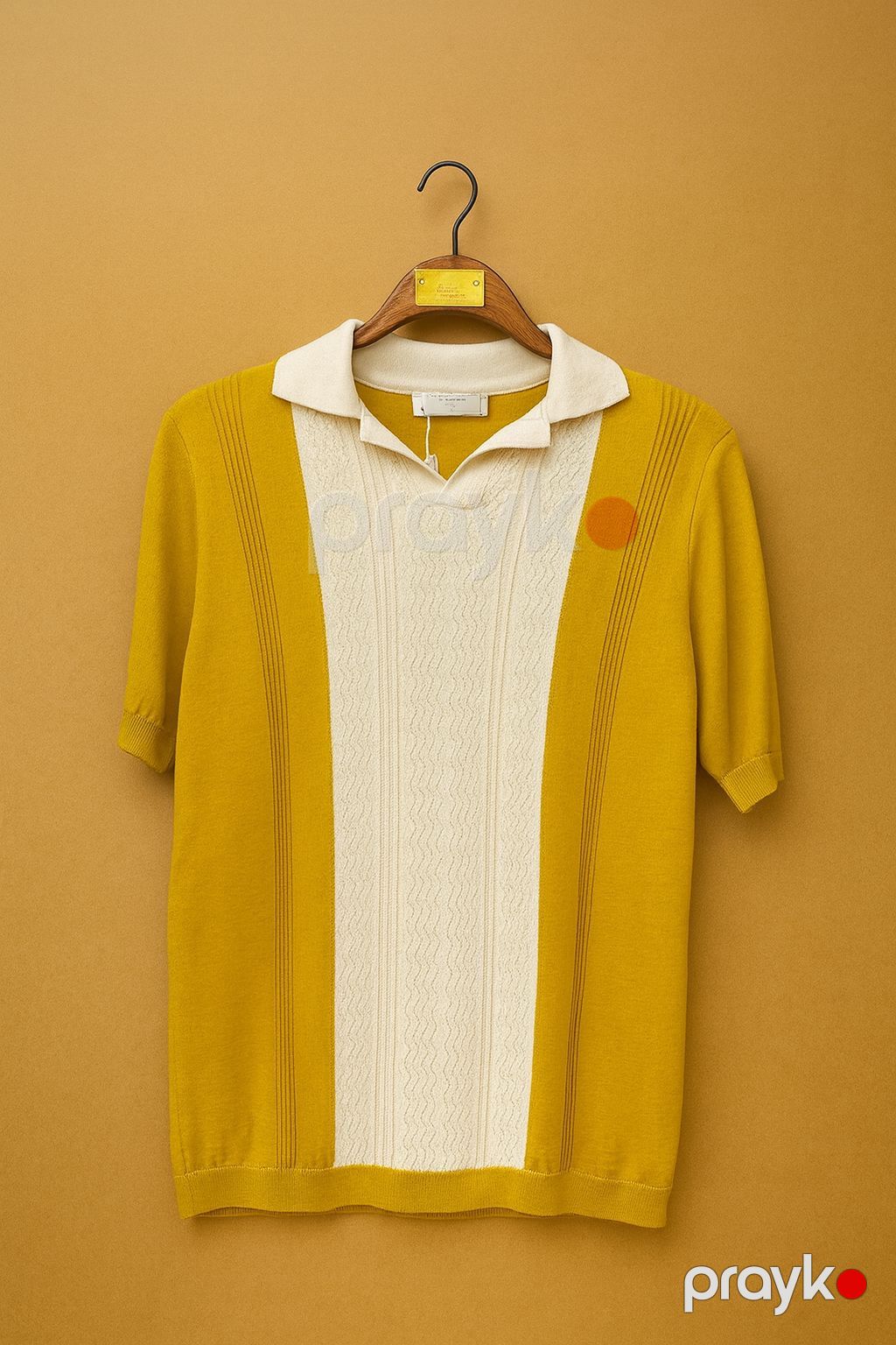 Kişilər üçün polo SM-001, pambıq, sarı/ağ, ölçü S — Mallar, Bakı (3)