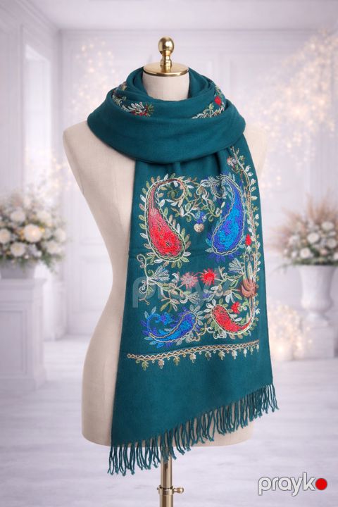 Qadınlar üçün şərf 76, kəşmir, yaşıl, 70x180 sm — Bakı