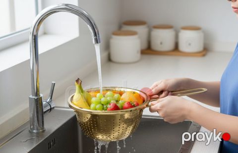 Süzgəc paslanmaz polad, qızılı, 22 sm - homestore_vm2276 — Bakı