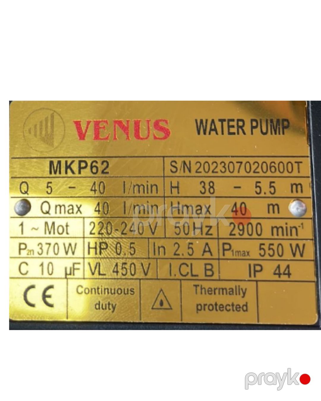 Su nasosu Venus MKP62, hidrofor dəsti, sarı — Mallar, Bakı (2)