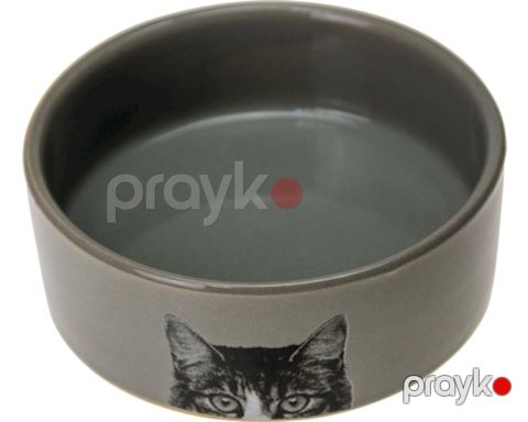 Pişiklər üçün kasa Karlie, keramika, boz, 11.5 x 11.5 x 4 sm, 250 ml — Bakı
