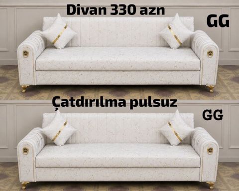 Divan – 330 AZN Çatdırılma pulsuz - Klassik üslubda, açıq krem rəngli — Sofas