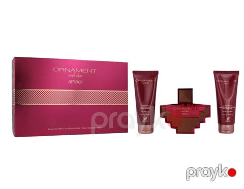 Afnan Ornament Purple uniseks ətir dəsti (ətir suyu 100 ml + duş geli 100 ml + bədən üçün losyon 100 ml) — Bakı