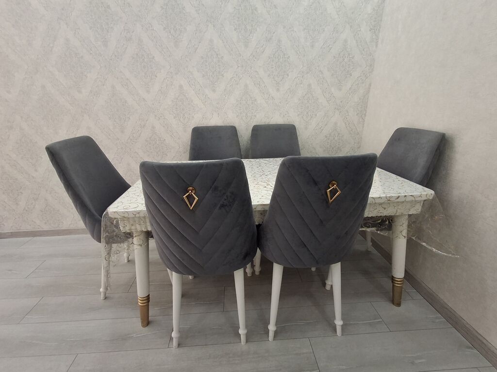 Qonağ otağı dəsti – masa+ 6 stul yeni kimidir az istifade olunub real — Masalar və stullar, Saray