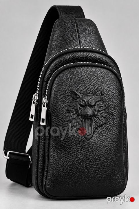 Kross-bodi çanta kişilər üçün 96701332, qara, təbii dəri, 30x19 sm — Bakı
