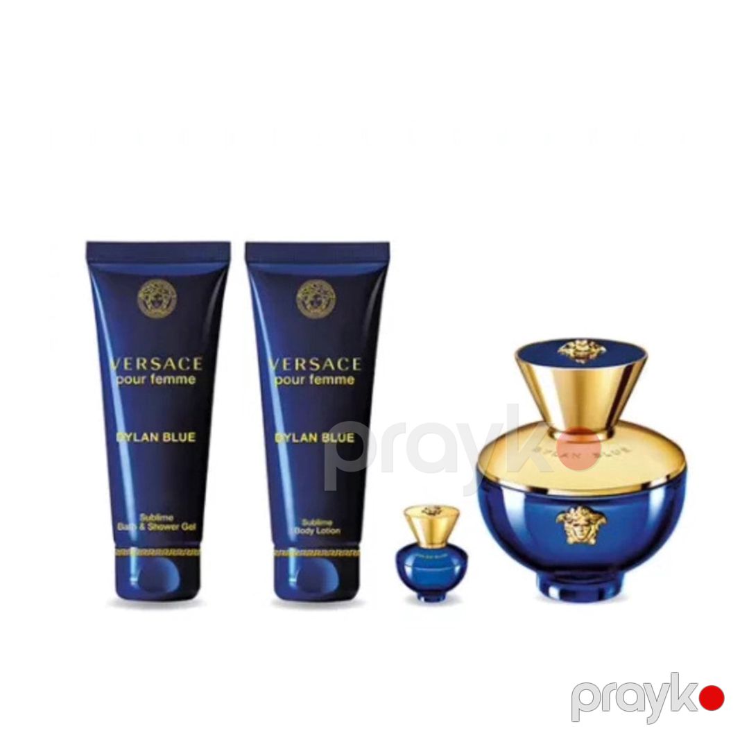 Versace Dylan Blue qadınlar üçün ətir dəsti (ətir suyu 100 ml + bədən losyonu 100 ml + duş geli 100 ml + miniatür 5 ml) — Mallar, Bakı (2)
